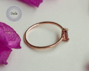 Red Ruby Baguette Ring, Baguette Cut Ring, Cz Stackable Ring, Baguette Ring, Minimal Ring, Minimalist Ring, Stackable Ring, Dainty Ring - Image 4