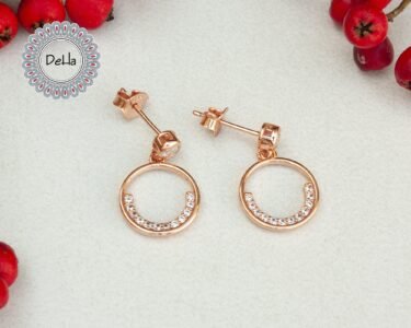 Dainty Round White Cz Earrings, Cz Stud Earrings, Cz Earrings, Rose Gold Earrings, Cz Jewelry, Women Earrings, Elegant Earrings, Circle - Image 7