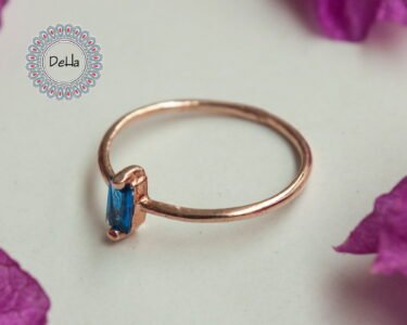 Sapphire Baguette Ring, Baguette Cut Ring, Cz Stackable Ring, Minimal Ring, Minimalist Ring, Minimalist Jewelry, Rose Gold Ring, Solitaire - Image 4