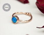 Rose Gold Blue Opal Ring, Unique Opal Ring, Opal Stacking Ring, Blue Opal Ring, Gold Opal Ring, Natural Opal Ring, Dainty Opal Ring - Image 3