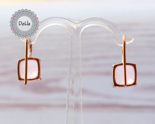 Cute Rose Quartz Earrings, Rose Quartz, Pink Earrings, Quartz Earrings, Rose Gold Plated, Pink Stone Earrings, Gift For Her - Image 7