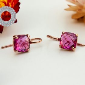 Pink Tourmaline Earrings, Rose Gold Plated, Pink Earrings, Tourmaline Jewelry, October Birthstone, Pink Stone, Gift For Her