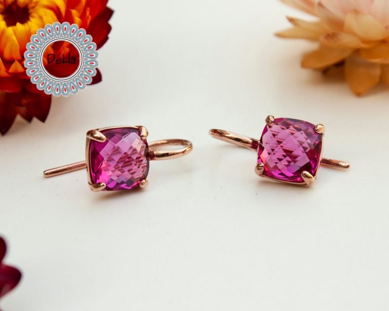 Pink Tourmaline Earrings, Rose Gold Plated, Pink Earrings, Tourmaline Jewelry, October Birthstone, Pink Stone, Gift For Her