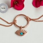 Rose Gold Evil Eye Necklace with Eyelashes, Eyelash Necklace, Evil Eye, Evil Eye Necklace, Eye Necklace, Eye, Evil, Eyelash, Mini Evil Eye