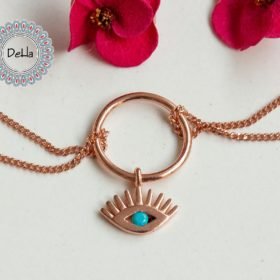 Rose Gold Evil Eye Necklace with Eyelashes, Eyelash Necklace, Evil Eye, Evil Eye Necklace, Eye Necklace, Eye, Evil, Eyelash, Mini Evil Eye