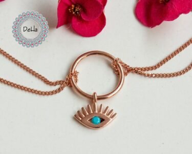 Rose Gold Evil Eye Necklace with Eyelashes, Eyelash Necklace, Evil Eye, Evil Eye Necklace, Eye Necklace, Eye, Evil, Eyelash, Mini Evil Eye