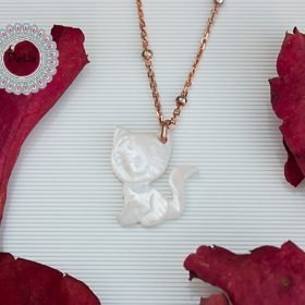 White Shell Cat Necklace, Cat Lover Necklace, Cat Charm Necklace, Sterling Silver Cat, Silver Cat Necklace, Cat Lover, Cat Charm, Cat Gift