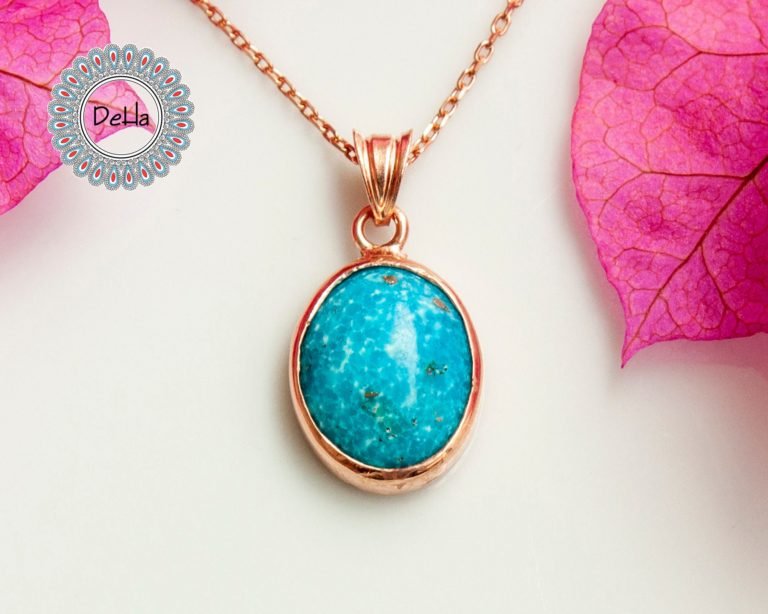 Turquoise Rose Gold Southwest Pendant, Turquoise Pendant, Turquoise Necklace, Turquoise Jewelry, Turquoise Gift, Rose Gold Jewelry, Pendant