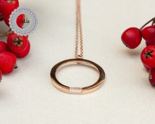 Rose Circle Necklace, Dainty Circle, Cz Pendant Necklace, Everyday Necklace, Elegant Necklace, Circle Necklace, Necklace Gift, Cz Necklace - Image 3