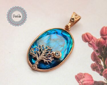 Tree and Full Moon, Full Moon Pendant, Natural Sea Shell, Tree and Moon, Sea Shell Pendant, Art Pendant, Art Jewelry, Sea Shell, Gift for Her - Image 4