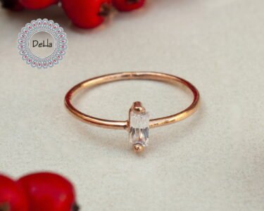 Elegant Baguette CZ Ring 925 Sterling Silver – Dainty Stacking Ring, Minimal Rose Gold Jewelry Gift for Her - Image 3