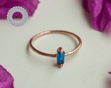 Sapphire Baguette Ring, Baguette Cut Ring, Cz Stackable Ring, Minimal Ring, Minimalist Ring, Minimalist Jewelry, Rose Gold Ring, Solitaire - Image 5