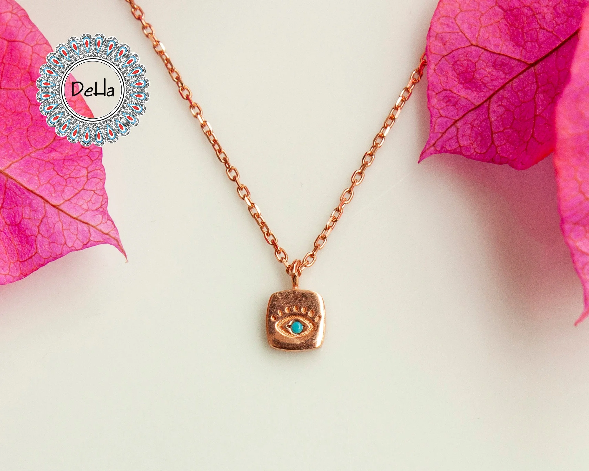 Elegant Turquoise Evil Eye Necklace 925 Sterling Silver – Dainty Protection Pendant, Minimalist Jewelry Gift for Her - Image 5