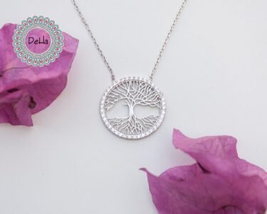 tree of life necklace 925 sterling silver circle pendant