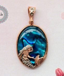 Rose Gold Mermaid, Sea Life Pendant, Natural Sea Shell, Sea Shell Pendant, Mermaid Pendant, Art Pendant, Sea Shell, Mermaid Gift