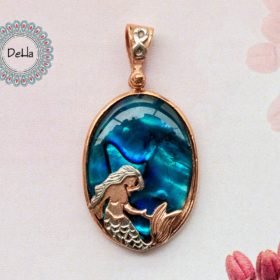 Rose Gold Mermaid, Sea Life Pendant, Natural Sea Shell, Sea Shell Pendant, Mermaid Pendant, Art Pendant, Sea Shell, Mermaid Gift