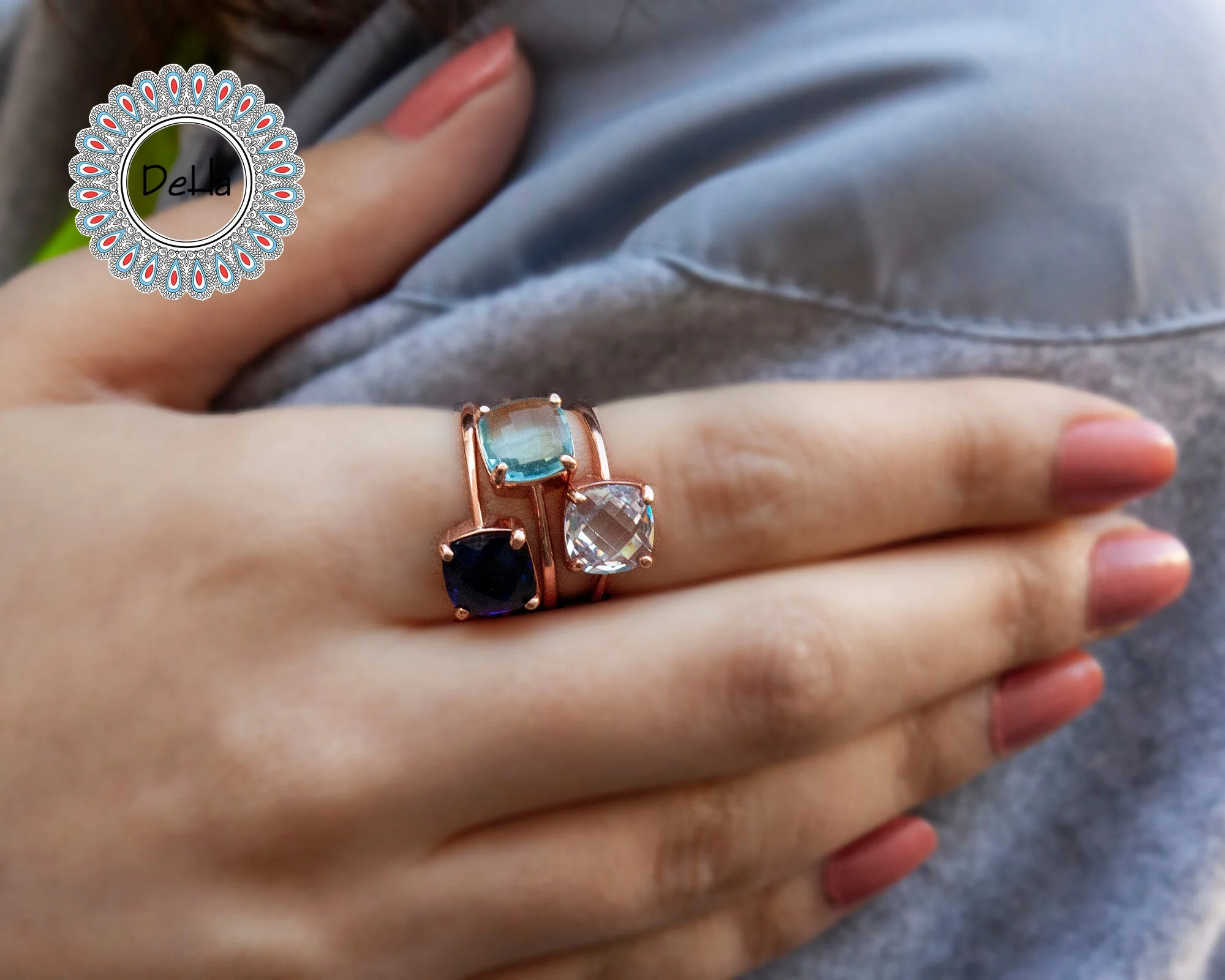 Rose Quartz Ring – Minimal Pink Gemstone Stackable Ring in Rose Gold - Image 6