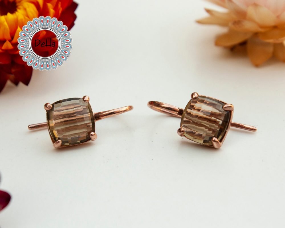 Smoky Quartz Crystal Earrings, Smoky Quartz Drop Earrings, Faceted Quartz, Delicate Earrings, Brown Earrings, Quartz Jewelry, Earrings Gift
