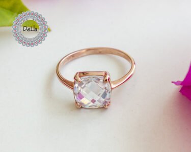 Crystal Quartz Ring 925 Sterling Silver – Dainty Stacking Ring, Clear Quartz April Birthstone Gift for Her - Image 5