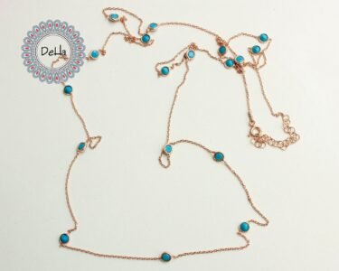 Elegant Turquoise Station Necklace 925 Sterling Silver – Long Layering Necklace, Minimal Jewelry Gift for Her - Image 5