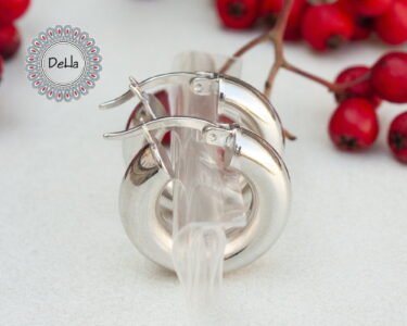 Thick Hoop Earrings, Chunky Hoops, Chunky Hoop Earrings, Everyday Hoops, Big Hoop Earrings, Statement Hoops, Sterling Silver Hoop, Silver - Image 9