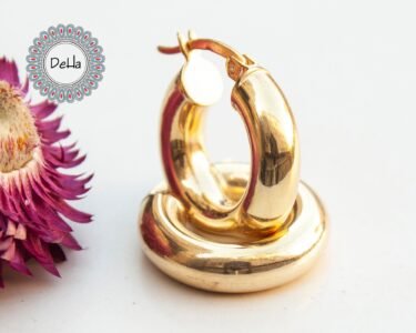 chunky gold hoop earrings 925 sterling silver thick hoops