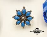 Blue Flower Turquoise Ring, Navajo Ring, Native American Ring, Southwestern Ring, Vintage Flower Ring, Silver Flower Ring, Blue Turquoise Ring - Image 3