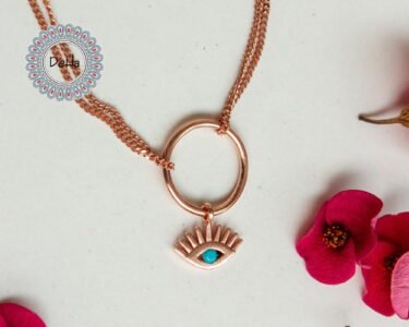 Rose Gold Evil Eye Necklace with Eyelashes, Eyelash Necklace, Evil Eye, Evil Eye Necklace, Eye Necklace, Eye, Evil, Eyelash, Mini Evil Eye - Image 3