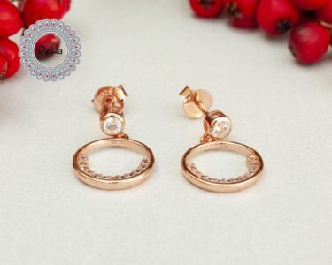 Dainty Round White Cz Earrings, Cz Stud Earrings, Cz Earrings, Rose Gold Earrings, Cz Jewelry, Women Earrings, Elegant Earrings, Circle - Image 3