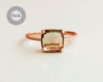 Smoky Quartz Ring Small - Stack Ring With Gemstone - Brown Gemstone Ring - Dainty Square Ring - June Birthstone - Smoky Topaz Ring - Topaz - Image 3