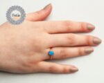 Rose Gold Blue Opal Ring, Unique Opal Ring, Opal Stacking Ring, Blue Opal Ring, Gold Opal Ring, Natural Opal Ring, Dainty Opal Ring - Image 7