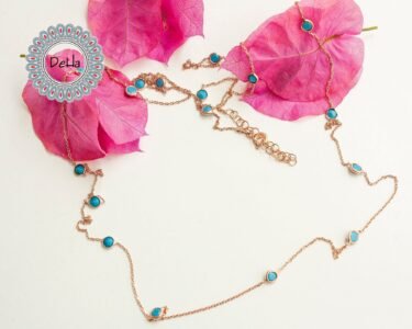 Elegant Turquoise Station Necklace 925 Sterling Silver – Long Layering Necklace, Minimal Jewelry Gift for Her - Image 4