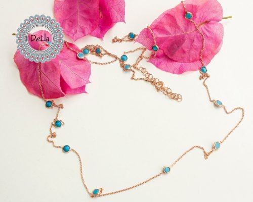 Turquoise Station Long Necklace, Station Necklace, Turquoise Chain, Turquoise Necklace, Layering Necklace, Blue Necklace, Turquoise Jewelry - Image 4