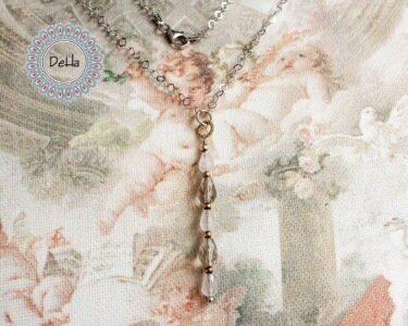 Gemstone Y Necklace, Smoky Quartz, Y Necklace, Lariat Necklace, Rose Quartz, Quartz Necklace, Quartz Pendant, Long Necklace, Pink and Brown - Image 3