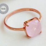 rose quartz ring with minimal stackable rose gold band