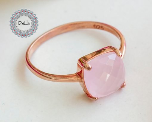 Rose Quartz Ring - Rose Quartz Stacking Ring - Blush Pink Ring - January Birthstone Ring - Blush Pink Jewelry - Small Rose Gold Ring