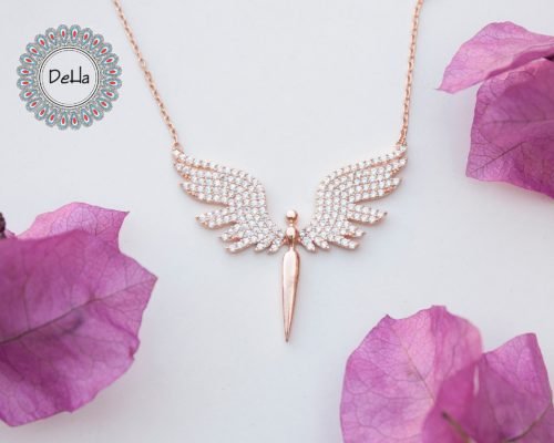 Rose Gold Angel Necklace, Angel Necklaces, Angel Jewelry, Angel Wing Necklace, Angel Jewelry, Angel Wing, Angel Gift, Everyday Necklace