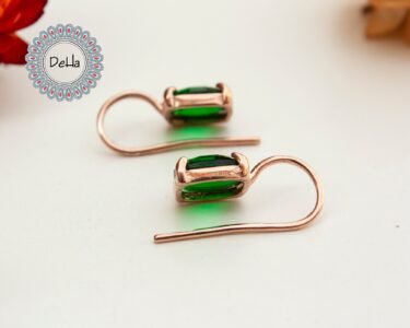 Emerald Quartz Earrings, Gemstone Earrings, Quartz Earrings, Silver Earrings, Rose Gold Earrings, Green Earrings, Gift for Her - Image 4
