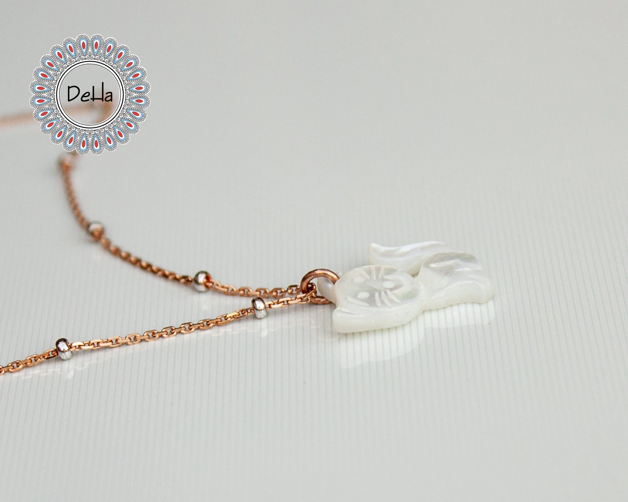 Cute White Shell Cat Necklace 925 Sterling Silver – Dainty Cat Lover Jewelry, Ocean Gift for Her - Image 9