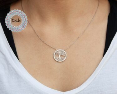 Tree of Life Necklace 925 Sterling Silver – Circle Tree Pendant, Spiritual Jewelry Gift for Her - Image 2