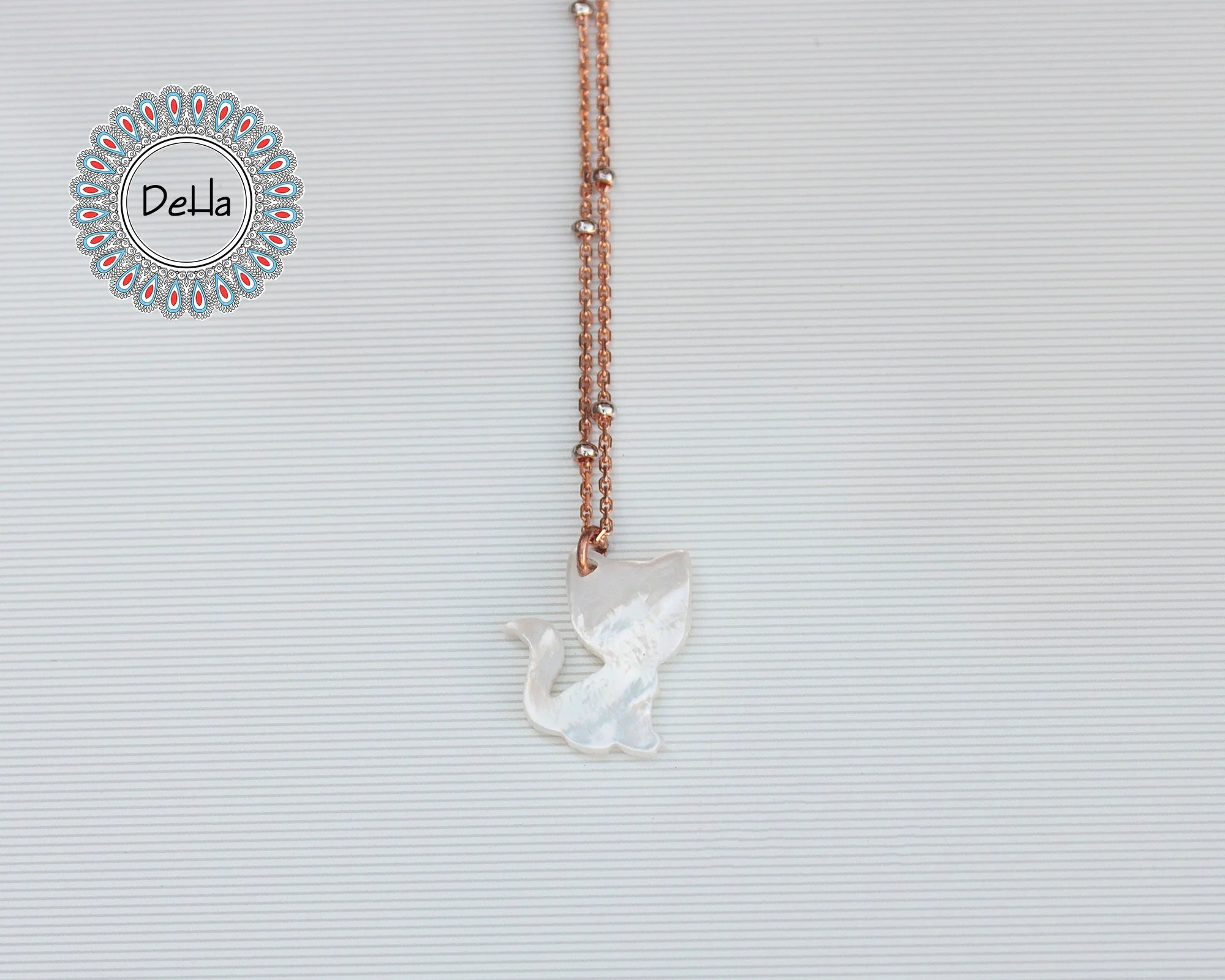 Cute White Shell Cat Necklace 925 Sterling Silver – Dainty Cat Lover Jewelry, Ocean Gift for Her - Image 3