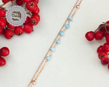 Double Chain Navajo Bracelet, Delicate Bracelet, Rose Gold Bracelet, Chain Bracelet, Turquoise Bracelet, Dainty Bracelet, Beach Bracelet - Image 3