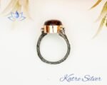 Black Rutilated Quartz Ring, Oxidized Silver Ring, Sterling Silver Ring, Black Silver Ring, Vintage Oval Ring, Anniversary Gift for Her - Image 8
