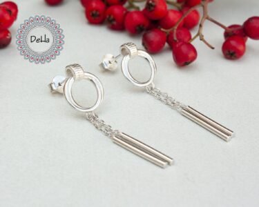 Dainty Dangle Silver Bar Earrings, Bar Earrings, Dainty Earring, Everyday Earrings, Dangle Earring, Gift for Her, Long Earrings, Earrings - Image 2