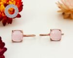 Cute Rose Quartz Earrings, Rose Quartz, Pink Earrings, Quartz Earrings, Rose Gold Plated, Pink Stone Earrings, Gift For Her - Image 3