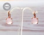 Cute Rose Quartz Earrings, Rose Quartz, Pink Earrings, Quartz Earrings, Rose Gold Plated, Pink Stone Earrings, Gift For Her - Image 6