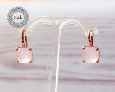 Rose Quartz Earrings 925 Sterling Silver – Pink Gemstone Dainty Earrings, Rose Gold Jewelry Gift for Her - Image 6