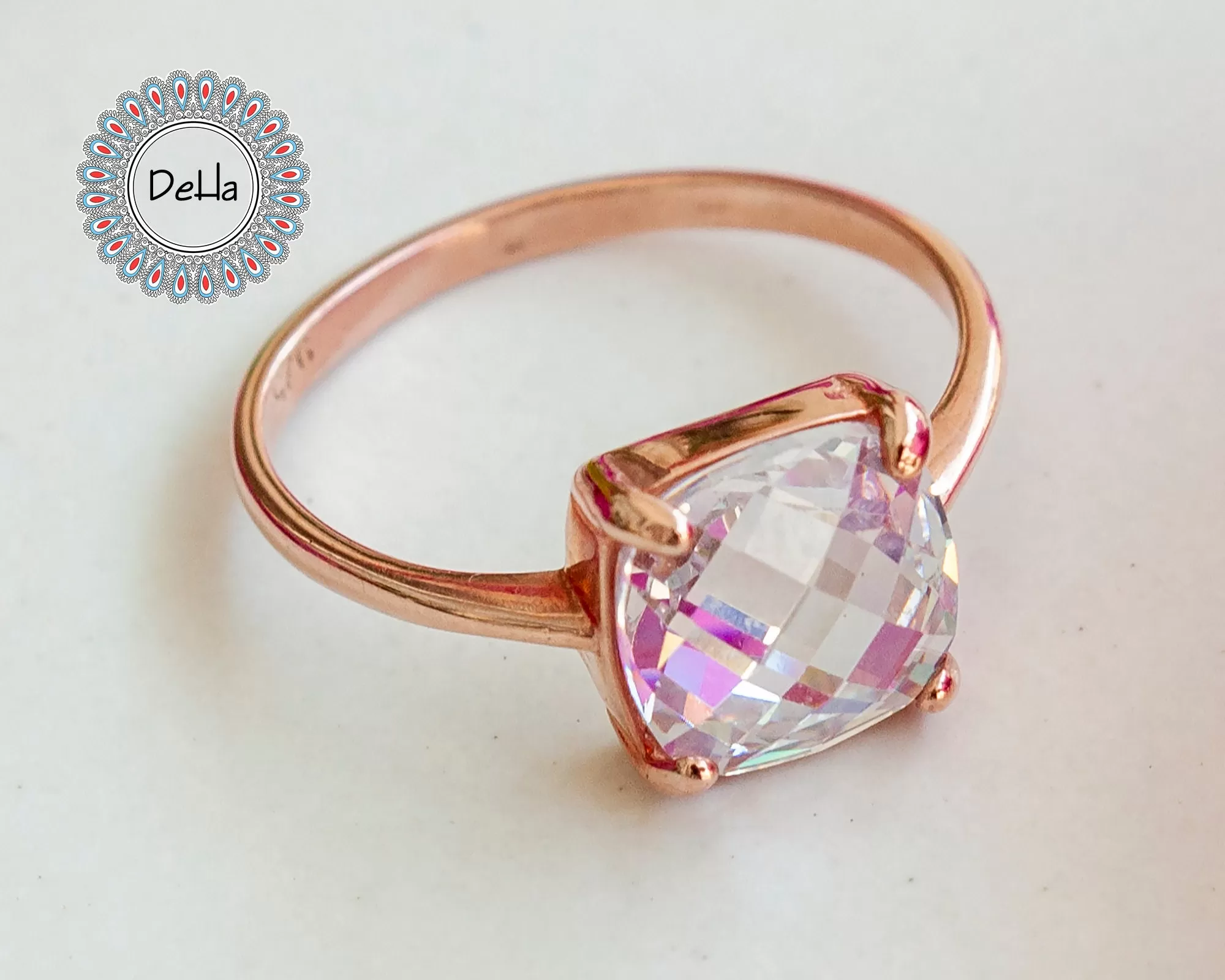 crystal quartz ring 925 sterling silver clear gemstone