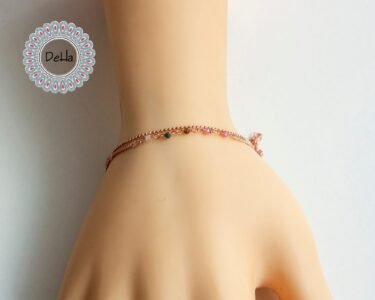 Multicolor Double Chain Bracelet 925 Sterling Silver – Rainbow Dainty Layering Bracelet, Rose Gold Jewelry Gift for Her - Image 6