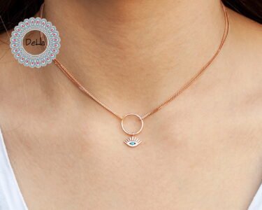 Rose Gold Evil Eye Necklace with Eyelashes, Eyelash Necklace, Evil Eye, Evil Eye Necklace, Eye Necklace, Eye, Evil, Eyelash, Mini Evil Eye - Image 2